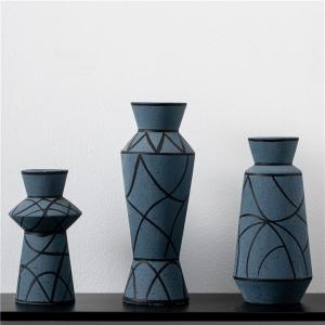China New Design Modern Wedding Centerpiece Decorative Nordic Porcelain Flower Vases Matt Blue Ceramic Vase For Decor wholesale