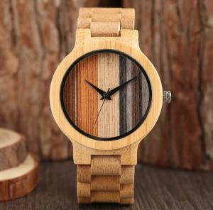 China Valentines Day Gift Bamboo Wooden Watch With Bamboo Strap And Quartz Movement on sale