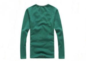 China Green Long Sleeve Men's T - Shirts Casual V Neck Blank Cotton Keep Warm wholesale