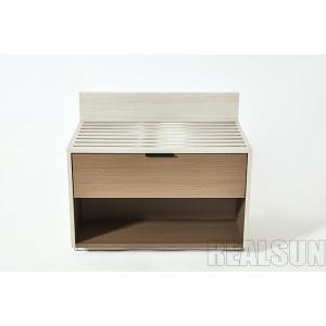 China Hampton Inn Hotel HPL Solid Wood Bedside Table With Drawer And Soft Close Drawer Slides wholesale
