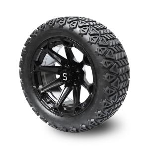 China Golf Cart 14 Inch Glossy Black Wheels and 22x10-14 DOT Tires with Center Cap and Lug Nuts wholesale