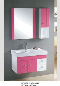 China 70 X 45 / cm white vanity cabinets for bathrooms , waterproof bathroom cabinets Aluminium handles wholesale