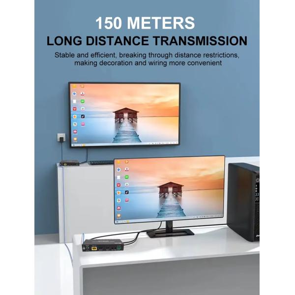 4K60 150m HDBaseT Extender Support One Loop Out Audio Extraction HDMI Extender IR/RS-232/CEC Control Cat6 HDMI Extender