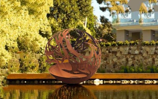 Quality Contemporary Design Corten Steel Sphere Sculpture For Garden Decoration for sale