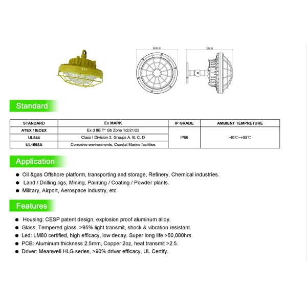ATEX high quality LED explosion-proof lamp 50W 80W 100W 150W 180W work lighting with Class I Division II