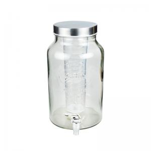 China Cylinder Glass Iced Tea Dispenser With Spigot Vintage FDA Standard on sale
