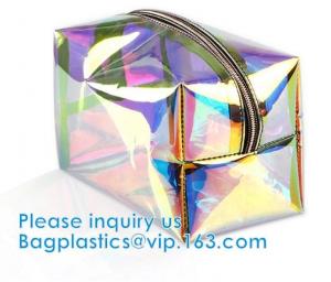 China Custom Shell Shaped White Nylon Mesh Cosmetic Bag Pouch For Make Up,Hologram Vinyl Material Pvc Zip lockk Holographic Bag wholesale