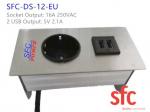 5v 2.1A Embedded Tabletop Furniture Power Outlet With Single EU Plug / Dual USB