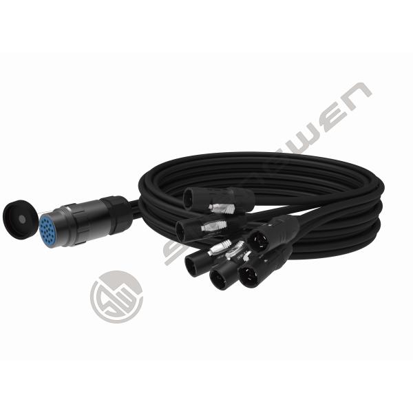 19-Pin Socapex Extension Cable with 6-Way Break-Out 16A Power Cable Assembly Stage Lights LED Moving Head Connectors