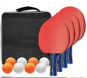 China 5 Plies Plywood 3 Star Table Tennis Racket Set Black Bag 8 ABS Balls Straight Handle Professional Training on sale
