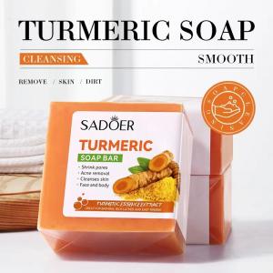 China Herbal Natural Turmeric Soap Bar For Face Body Wash Dark Spots Intimate Areas Underarms on sale