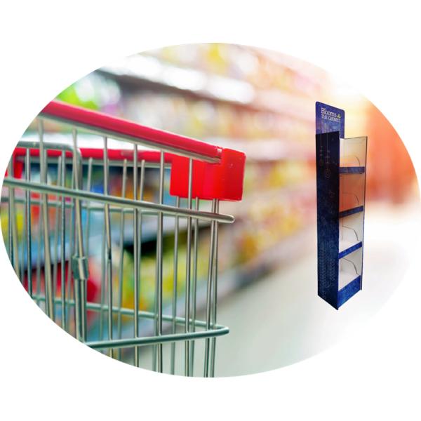 Heavy-duty 72kgs Loading Capability 4C Printed Bloom Chemist Cardboard Shelf Display