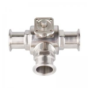 China Food Grade Silver T Type TRI CLAMP 3 Way Ball Valve Stainless Steel 304 316 WZ 3A/DIN/SMS wholesale