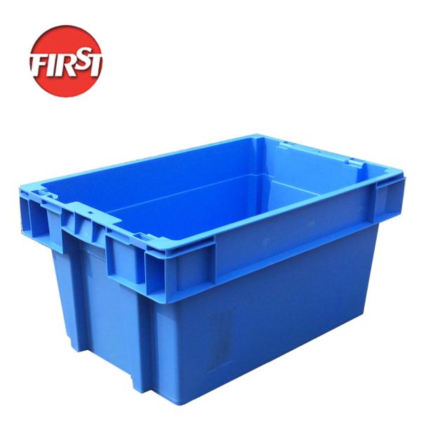 Quality Injection Material Custom Logo Nestable and Stackable Plastic Crate with Turnover Solid Box Style PP Material for sale