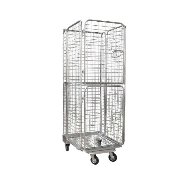 China Warehouse Galvanized Foldable Wire Mesh Roll Container / Material Handling Equipment wholesale