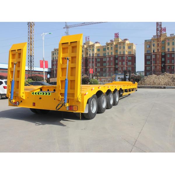 60T Max Payload Low Bed Semi Trailer with Hydraulic Folding Ramp and Ramp System