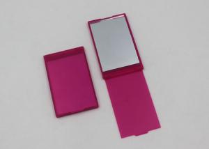 China Pink Plastic Folding Travel Makeup Mirrors , Square Shape Handheld Compact Mirror wholesale