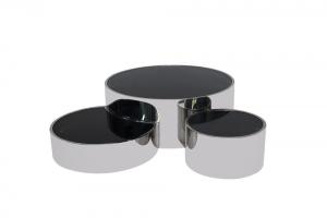 Black Glass Top SS Coffee Table With three swivel coffee tableset for Luxury Living room Furniture