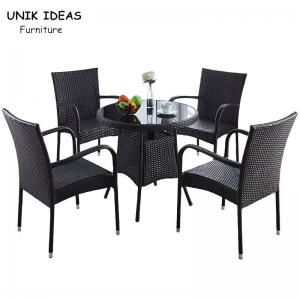 China Metal Rattan Garden Furnitures Patio Sets Dining Chair Table 80cm wholesale