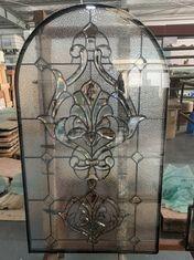 China Grey Caming Decorative Front Door Leaded Glass Arched Inserts on sale