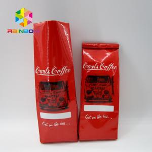 China Custom Printed Foil 12 Oz Coffee Beans Flat Bottom Side Gusset Bag With Tin Tie wholesale