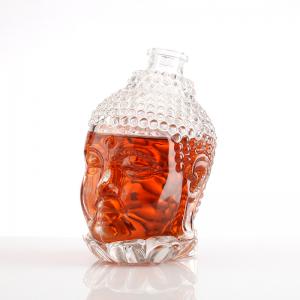 China Customize 750ml Unique Square Shoulder Super Flint Rum Vodka Whisky Glass Bottle with Cork wholesale