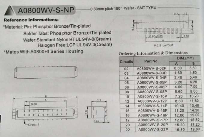 One Row Insulation Displacement SUR Connectors with Gold flash Phosphor Bronze Contact