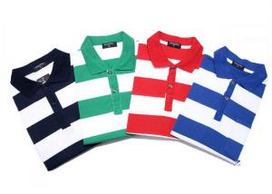 China Fashionable Style Casual Work Uniforms , Classic Mens Polo Shirts With Yarn Dyed Stripe wholesale