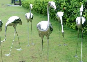 China Garden Decoration Polished Stainless Steel Sculpture Crane Sculpture 100cm Height wholesale