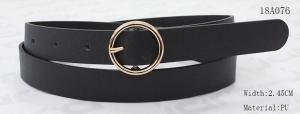 China 2.5cm / 3.15cm Classic PU Womens Fashion Belts With Round Gold Zinc Alloy Buckle wholesale