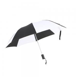 China Custom Logo Printed Two Fold Umbrella Black And White Automatic Opening wholesale