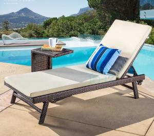 China PE Rattan Leisure Chaise Lounge chairs  Aluminium Outdoor Garden wicker patio beach chair wholesale