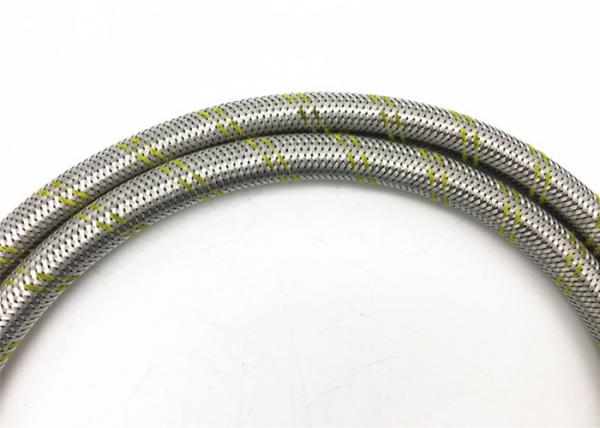 Quality 3/8" SBR Rubber Gas Hose with Stainless Steel Braided and Two Yellow Lines for sale