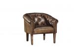 Vintage Cigar Leather Occasional Chairs With Solid Wood Legs For Home / Office