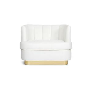 China White velvet Fabric Chinese Style Single Accent Leisure Home Living Room Club Armchair Lounge Arm Chair golden base wholesale