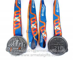 China Metal sports medal with ribbon lace, personalized metal ribbon medals and medallions wholesale