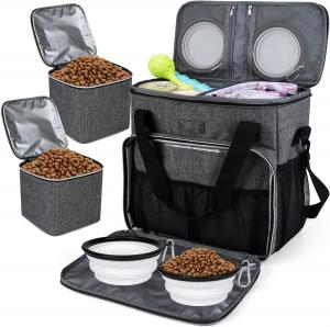 China Dog Cat All Pet Travel Bag with 2 Pet Food Containers and 2 Collapsible Silicone Bowls wholesale
