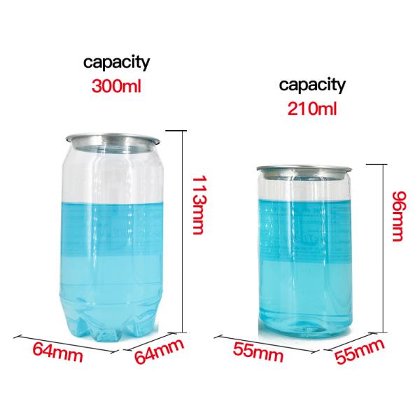 Custom Cheap 210ml 300ml 330ml 500ml PET Clear Juice Cans with Easy Open End Soft Drink Soda Coffee Beverages Tea Beer Cans