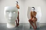 Human Face Fiberglass Nemo Mask Chair Decorative Function 92 * 94 * 134cm