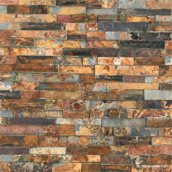 Natural stone S1120 Rock Face Finished Slate Ledge Panel, Cheap Rust Slate Wall