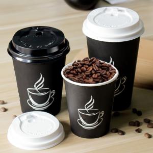 China 2.5oz Custom Printed Black Disposable Coffee Cups 8oz Coffee Single Wall Cups wholesale