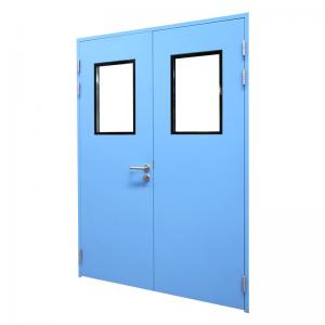China Blue Dust Free Steel Plate Automatic Swing Double Cleanroom Door wholesale