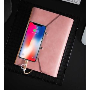 Folding Reusable Notepad With Power Bank , Multiscene Phone Charging Notebook
