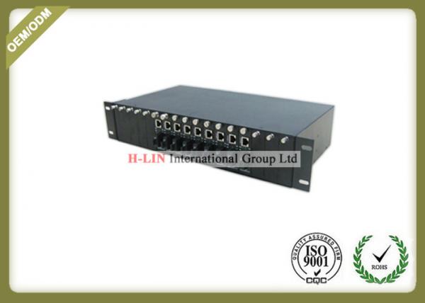 Quality 2U 16 Slots Media Converter Rack Mount Chassis With Dual Power For Card Type for sale