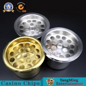 China Water Holder Casino Game Accessories Gold Or Silver Poker Table Stainless Steel Drink Cup Holders Ashtray on sale