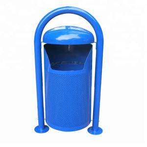 China Environmentally Friendly 32 Gallon Trash Can For Garbage Perforated Steel Sidewall on sale