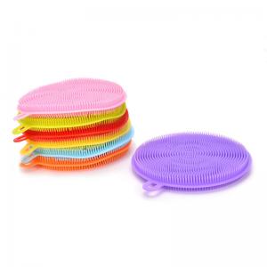 China New Silicone Dish Washing Double Sided Scrubber Kitchen Cleaning Brush Pad Tool wholesale