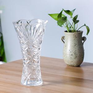 China Diamond Design Glass Flower Vase Durable With Super Heavy And Thicken Wall wholesale