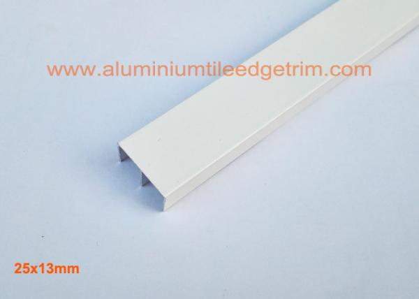 Powder Coating White Listello Tile Trim Both U Shaped Aluminium Profile 25mm X 13mm