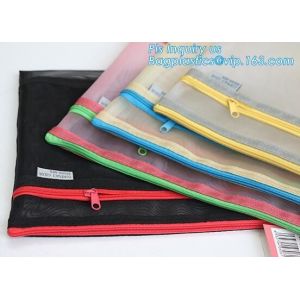 China k document file bag, Document File Folder /Document Bag, Mesh pattern plastic zip bag with handle file bag, slider wholesale